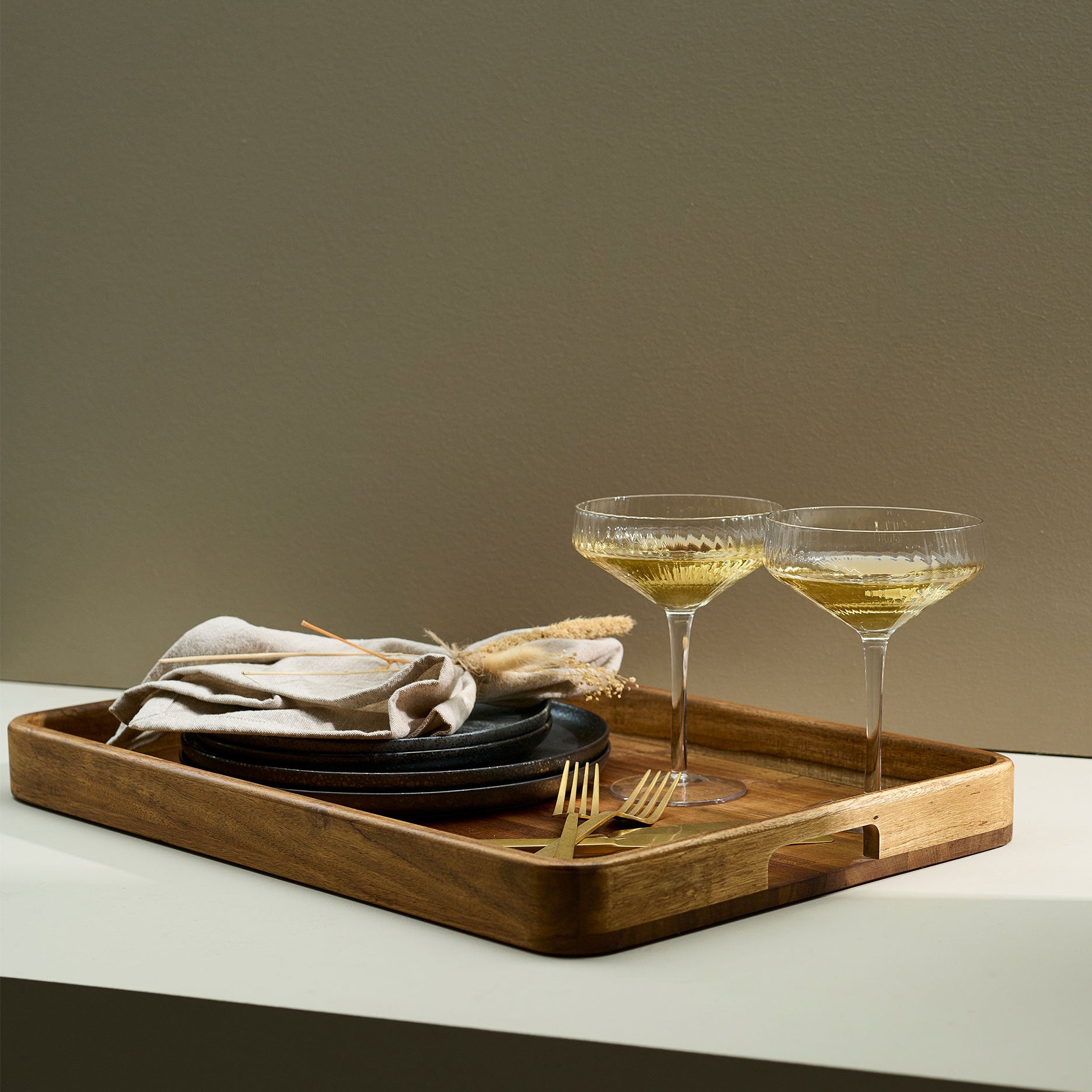 Auri akacie bakke m. håndtag